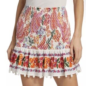 FARM Rio Spring Bananas Smocked Mini Skirt